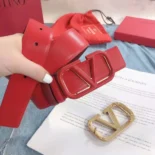 Valentino Women Reversible Vlogo Signature Belt in Glossy Calfskin 70 mm-Red