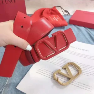 Valentino Women Reversible Vlogo Signature Belt in Glossy Calfskin 70 mm-Red