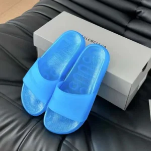 Balenciaga Unisex Pool Transparent Slide Sandal in Blue Rubber