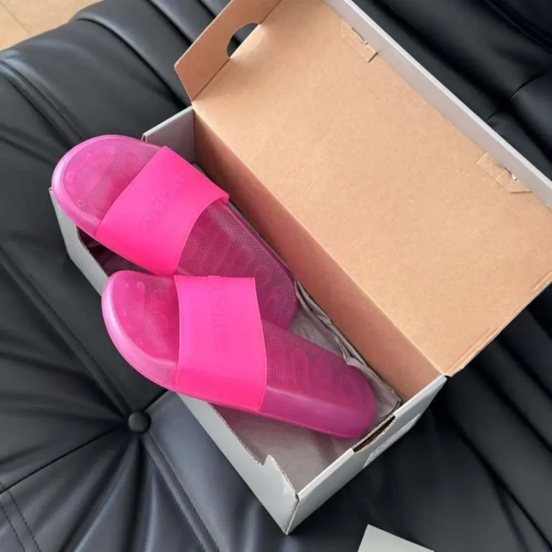 Balenciaga Unisex Pool Transparent Slide Sandal in Pink Rubber