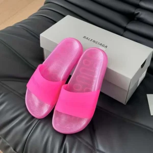 Balenciaga Unisex Pool Transparent Slide Sandal in Pink Rubber
