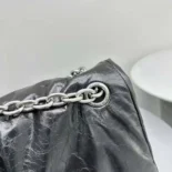 Balenciaga Women Monaco Large Chain Bag in Black/Silver Arena Calfskin
