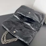 Balenciaga Women Monaco Large Chain Bag in Black/Silver Arena Calfskin