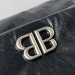 Balenciaga Women Monaco Large Chain Bag in Black/Silver Arena Calfskin