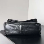 Balenciaga Women Monaco Large Chain Bag in Black/Silver Arena Calfskin