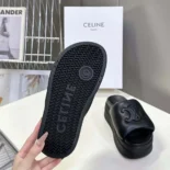 Celine Women Block Slide with Triomphe in Lambskin-Black 360435129C
