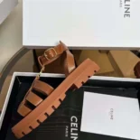 Celine Women Clea Triomphe Gladiator Sandal in Calfskin-Vegetal Tanning