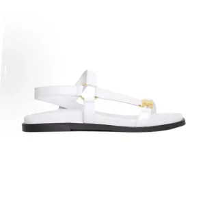 Celine Women Maud Sandal with Triomphe in Calfskin-White 362225042C