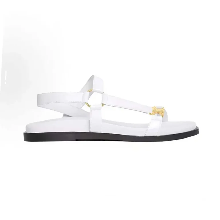 Celine Women Maud Sandal with Triomphe in Calfskin-White 362225042C