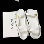 Celine Women Maud Sandal with Triomphe in Calfskin-White 362225042C