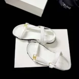 Celine Women Maud Sandal with Triomphe in Calfskin-White 362225042C