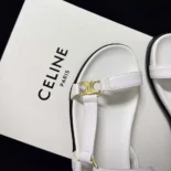 Celine Women Maud Sandal with Triomphe in Calfskin-White 362225042C