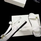 Celine Women Maud Sandal with Triomphe in Calfskin-White 362225042C