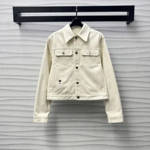 Dioramour Jacket White Cotton Denim with Multicolor Cœur des Curiosités Motif