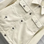 Dioramour Jacket White Cotton Denim with Multicolor Cœur des Curiosités Motif