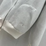 Hooded Track Jacket White Cotton Knit and Cashmere