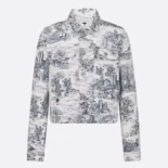 Jacket White Cotton Denim with Blue Toile de Jouy Scotland Motif
