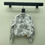 Jacket White Cotton Denim with Blue Toile de Jouy Scotland Motif