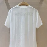 T-Shirt White Cotton and Linen Jersey with Black Dior Cabinet de Curiosités Motif