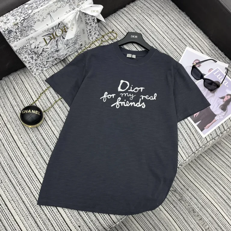 DIOR AND HYLTON NEL T-Shirt Relaxed Fit Navy Blue Cotton Jersey