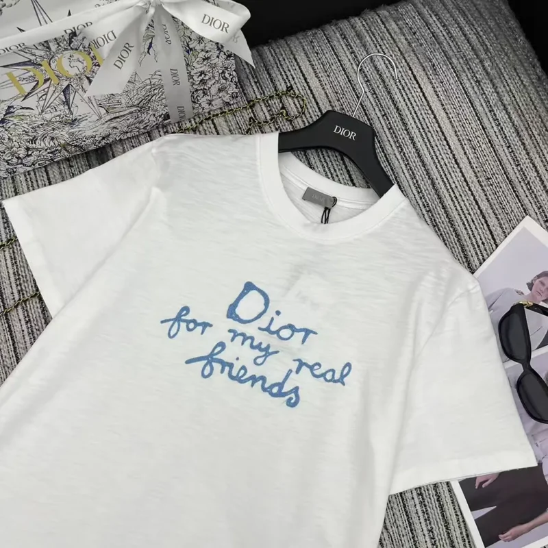 Dior Men DIOR AND HYLTON NEL T-Shirt Relaxed Fit White Cotton Jersey