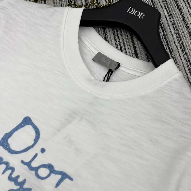 Dior Men DIOR AND HYLTON NEL T-Shirt Relaxed Fit White Cotton Jersey