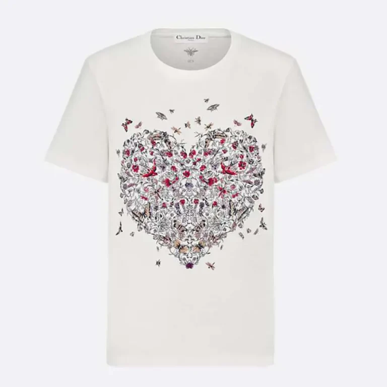 Dioramour Embroidered T-Shirt White Cotton and Linen Jersey