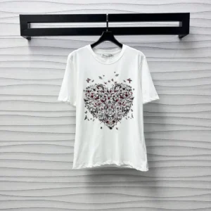 Dioramour Embroidered T-Shirt White Cotton and Linen Jersey