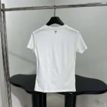 Embroidered T-Shirt White Cotton Jersey with Gold-Tone Dior Astral Motif