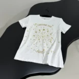 Embroidered T-Shirt White Cotton Jersey with Gold-Tone Dior Astral Motif