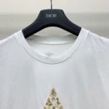 Embroidered T-Shirt White Cotton and Linen Jersey