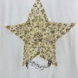 Embroidered T-Shirt White Cotton and Linen Jersey