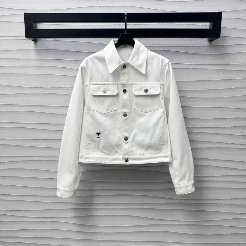 Jacket Ecru Cotton Denim with Gold-Tone Dior Astral Motif