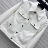 Jacket Ecru Cotton Denim with Gold-Tone Dior Astral Motif