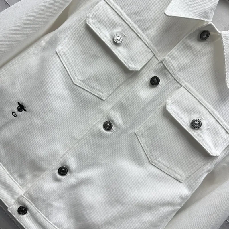 Jacket Ecru Cotton Denim with Gold-Tone Dior Astral Motif