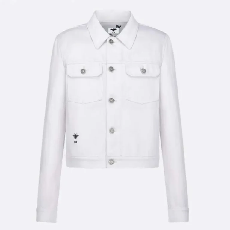Jacket Ecru Cotton Denim with Gold-Tone Dior Astral Motif