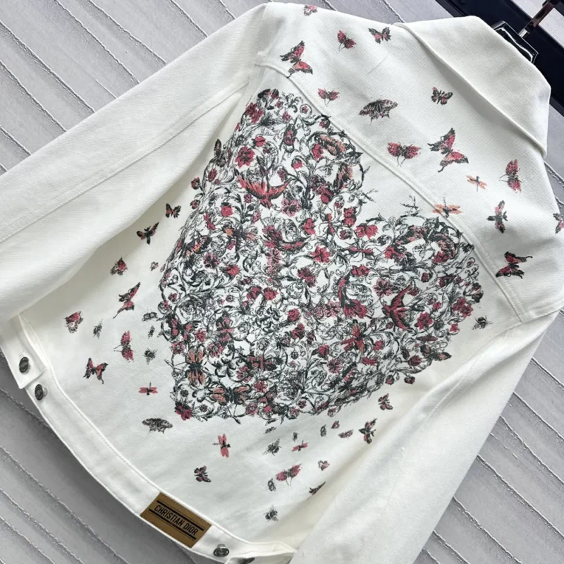 Jacket Ecru Cotton Denim with Gold-Tone Dior Astral Motif