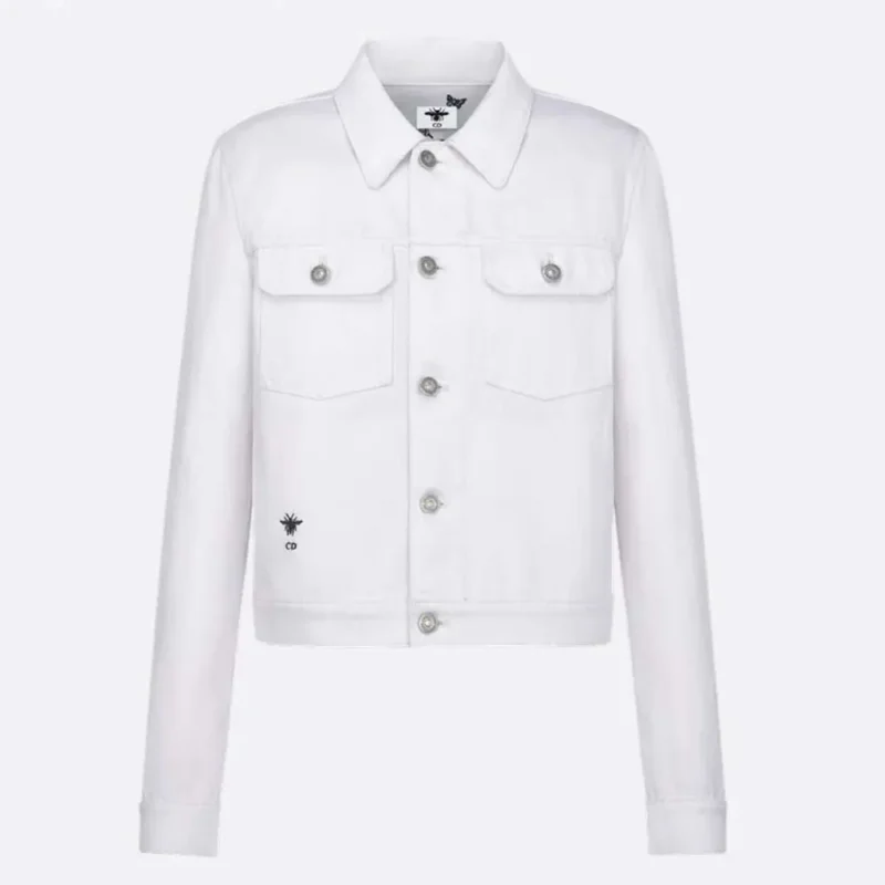 Jacket Ecru Cotton Denim with Gold-Tone Dior Astral Motif