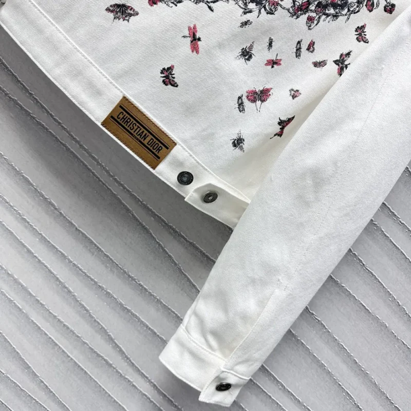 Jacket Ecru Cotton Denim with Gold-Tone Dior Astral Motif