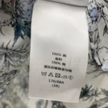 Dior Women Long Blouse White Cotton Muslin with Blue Dior Chardons Motif