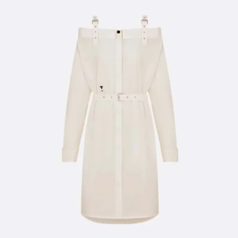 Dior Women Shirtdress White Lightweight Cotton and Silk Poplin