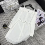Dior Women Shirtdress White Lightweight Cotton and Silk Poplin