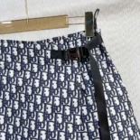 Dior Women Skort Blue Jacquard Technical Taffeta with Dior Oblique Motif