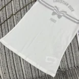 Dior Men T-Shirt White Cotton and Linen Jersey with Gray Christian Dior Papillon Motif