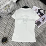 Dior Men T-Shirt White Cotton and Linen Jersey with Gray Christian Dior Papillon Motif