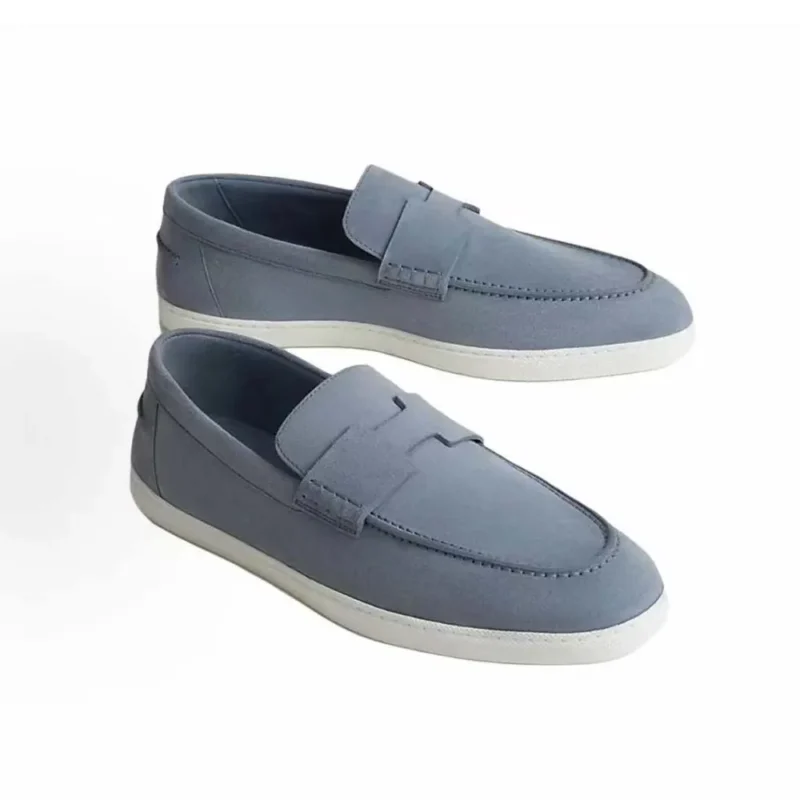 Hermes Men Job Loafer Blue Lambskin Insole and Lining