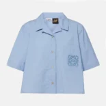 Loewe Women Blue Cotton Blend Cropped Shirt
