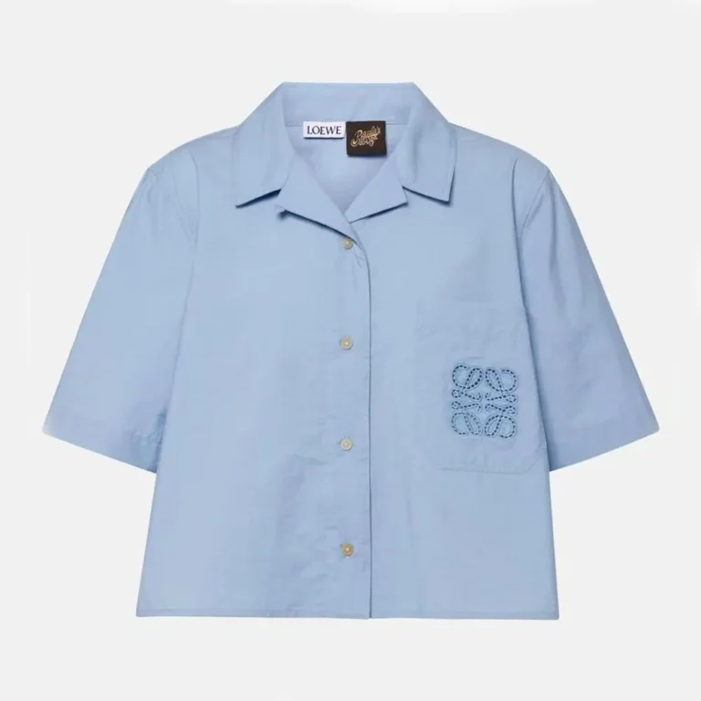 Loewe Women Blue Cotton Blend Cropped Shirt