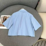 Loewe Women Blue Cotton Blend Cropped Shirt