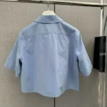Loewe Women Blue Cotton Blend Cropped Shirt